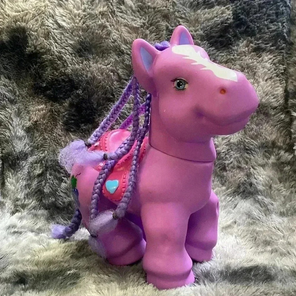 Vintage Little Pony Large Sized Purple W/ pink saddle 12" - Picture 2 of 16